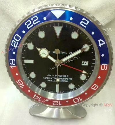 Copy Rolex GMT Master II Stainless steel Pepsi Bezel Table Clock 245mm Desk Rolex